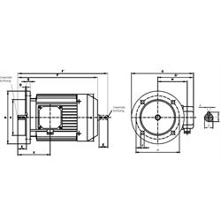 Drehstrom-Normmotor SM/I 230/400V 50Hz 1,1kW ca. 700 /min. Baugröße 100 L Bauform B5 Effizienzklasse IE3 (Betriebsanleitung im Internet unter www.maedler.de im Bereich Downloads), Technische Zeichnung