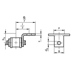 Rostfreies Federverschlussglied mit einseitiger Winkellasche 12 B-1-K1 Edelstahl 1.4301, Technische Zeichnung