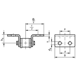 Federverschlussglied mit beidseitiger Winkellasche 10 B-1-K2 , Technische Zeichnung